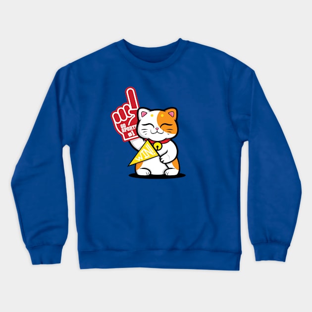 Go Sports Lucky Cat Crewneck Sweatshirt by hello@jobydove.com